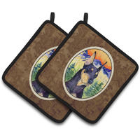 "Caroline's Treasures Doberman Pair of Pot Holders SS8658PTHD, 7.5HX7.5W, Multicolor"