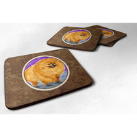 "Caroline's Treasures SS8681FC Pomeranian Foam Coasters (Set of 4), 3.5"" H x 3.5"" W, Multicolor"