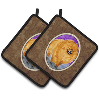 "Caroline's Treasures Pomeranian Pair of Pot Holders SS8681PTHD, 7.5HX7.5W, Multicolor"