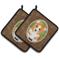 "Caroline's Treasures Corgi Pair of Pot Holders SS8710PTHD, 7.5HX7.5W, Multicolor"
