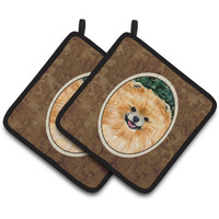 "Caroline's Treasures Pomeranian Pair of Pot Holders SS8725PTHD, 7.5HX7.5W, Multicolor"