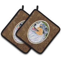 "Caroline's Treasures Australian Shepherd Pair of Pot Holders SS8736PTHD, 7.5HX7.5W, Multicolor"