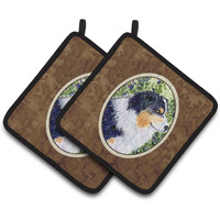 "Caroline's Treasures Australian Shepherd Pair of Pot Holders SS8737PTHD, 7.5HX7.5W, Multicolor"