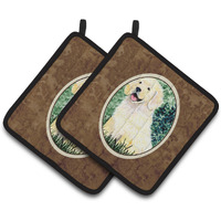 "Caroline's Treasures Golden Retriever Pair of Pot Holders SS8739PTHD, 7.5HX7.5W, Multicolor"