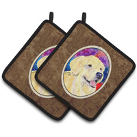 "Caroline's Treasures Golden Retriever Pair of Pot Holders SS8753PTHD, 7.5HX7.5W, Multicolor"
