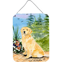 "Caroline's Treasures SS8758DS1216 Golden Retriever Aluminium Metal Wall or Door Hanging Prints, 16"" x 12"", Multicolor"