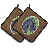 "Caroline's Treasures Scottish Terrier Pair of Pot Holders SS8792PTHD, 7.5HX7.5W, Multicolor"