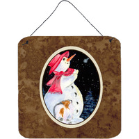 "Caroline's Treasures Snowman with Papillion Aluminum Metal Wall or Door Hanging Prints, 6 x 6"", Multicolor"