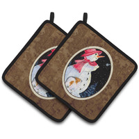 "Caroline's Treasures Snowman with Papillon Pair of Pot Holders SS8793PTHD, 7.5HX7.5W, Multicolor"
