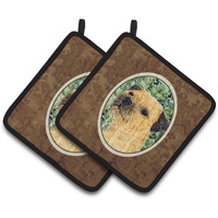 "Caroline's Treasures Border Terrier Pair of Pot Holders SS8801PTHD, 7.5HX7.5W, Multicolor"