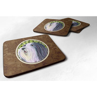 "Caroline's Treasures SS8808FC Bearded Collie Foam Coasters (Set of 4), 3.5"" H x 3.5"" W, Multicolor"