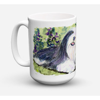 "Caroline's Treasures SS8816CM15 Bearded Collie Microwavable Ceramic Coffee Mug, 15 oz, Multicolor"