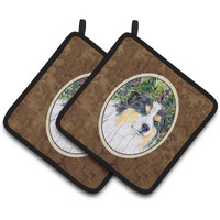 "Caroline's Treasures Australian Shepherd Pair of Pot Holders SS8821PTHD, 7.5HX7.5W, Multicolor"