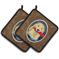 "Caroline's Treasures Golden Retriever Pair of Pot Holders SS8868PTHD, 7.5HX7.5W, Multicolor"