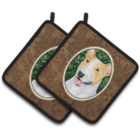 "Caroline's Treasures Bull Terrier Pair of Pot Holders SS8873PTHD, 7.5HX7.5W, Multicolor"