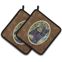 "Caroline's Treasures Scottish Terrier Pair of Pot Holders SS8889PTHD, 7.5HX7.5W, Multicolor"