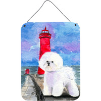 "Caroline's Treasures Lighthouse with Bichon Frise Aluminium Metal Wall or Door Hanging Prints, 16"" x 12"", Multicolor"