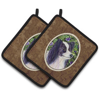 "Caroline's Treasures Papillon Pair of Pot Holders SS8896PTHD, 7.5HX7.5W, Multicolor"