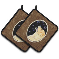 "Caroline's Treasures Golden Retriever Pair of Pot Holders SS8940PTHD, 7.5HX7.5W, Multicolor"
