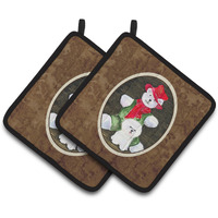 "Caroline's Treasures Bichon Frise with Teddy Bear Pair of Pot Holders SS8948PTHD, 7.5HX7.5W, Multicolor"