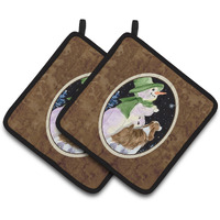 "Caroline's Treasures Snowman with English Springer Spaniel Pair of Pot Holders SS8949PTHD, 7.5HX7.5W, Multicolor"