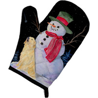 "Caroline's Treasures SS8951OVMT Snowman with Golden Retriever Oven Mitt, 12"" by 8.5"", Multicolor"