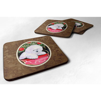 "Caroline's Treasures SS8957FC Christmas Tree with Bichon Frise Foam Coasters Set of 4 (Set of 4), 3.5"" H x 3.5"" W, Multicolor"