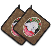 "Caroline's Treasures Christmas Tree with Bichon Frise Pair of Pot Holders SS8957PTHD, 7.5HX7.5W, Multicolor"