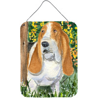 "Caroline's Treasures SS8964DS1216 Basset Hound Aluminium Metal Wall or Door Hanging Prints, 16"" x 12"", Multicolor"