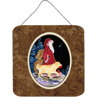 "Caroline's Treasures Santa Claus with Golden Retriever Aluminum Metal Wall or Door Hanging Prints, 6 x 6"", Multicolor"