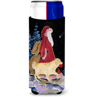 Santa Claus with  Golden Retriever Ultra Beverage Insulators for slim cans SS8973MUK