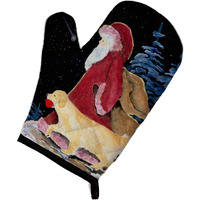 "Caroline's Treasures SS8973OVMT Santa Claus with Golden Retriever Oven Mitt, 12"" by 8.5"", Multicolor"