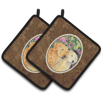 "Caroline's Treasures Golden Retriever Pair of Pot Holders SS8974PTHD, 7.5HX7.5W, Multicolor"