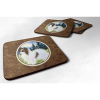 "Caroline's Treasures SS8975FC Papillon Foam Coasters (Set of 4), 3.5"" H x 3.5"" W, Multicolor"