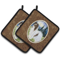 "Caroline's Treasures Papillon Pair of Pot Holders SS8975PTHD, 7.5HX7.5W, Multicolor"