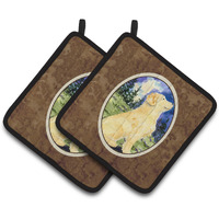 "Caroline's Treasures Golden Retriever Pair of Pot Holders SS8977PTHD, 7.5HX7.5W, Multicolor"