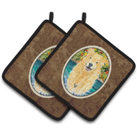 "Caroline's Treasures Golden Retriever Pair of Pot Holders SS8978PTHD, 7.5HX7.5W, Multicolor"