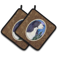 "Caroline's Treasures English Springer Spaniel Pair of Pot Holders SS8985PTHD, 7.5HX7.5W, Multicolor"
