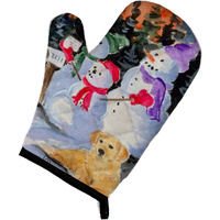 "Caroline's Treasures SS8989OVMT Snowman with Golden Retriever Oven Mitt, 12"" by 8.5"", Multicolor"