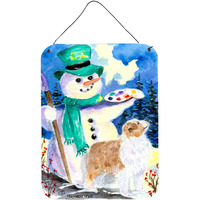 "Caroline's Treasures Snowman with Australian Shepherd Aluminium Metal Wall or Door Hanging Prints, 16"" x 12"", Multicolor"