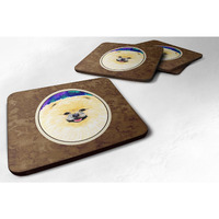 "Caroline's Treasures SS8997FC Pomeranian Foam Coasters (Set of 4), 3.5"" H x 3.5"" W, Multicolor"