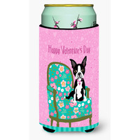 "Caroline's Treasures Happy Valentine's Day Boston Terrier Tall Boy Koozie Hugger, Multicolor"