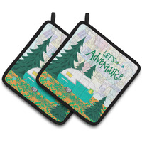 "Caroline's Treasures Let's Adventure Glamping Trailer Pair of Pot Holders VHA3003PTHD, 7.5HX7.5W, Multicolor"