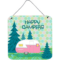 "Caroline's Treasures Happy Campers Glamping Trailer Wall or Door Hanging Prints VHA3004DS66, 6"" x 6"", Multicolor"