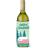 "Caroline's Treasures Happy Campers Glamping Trailer Wine Bottle Hugger, 750ml, Multicolor"