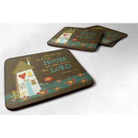 "Caroline's Treasures VHA3005FC As For Me And My House Foam Coasters (Set of 4), 3.5"", Multicolor"