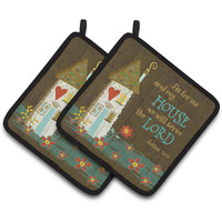"Caroline's Treasures As For Me & My House Pair of Pot Holders VHA3005PTHD, 7.5HX7.5W, Multicolor"