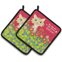 "Caroline's Treasures Garden Cat Pair of Pot Holders VHA3009PTHD, 7.5HX7.5W, Multicolor"