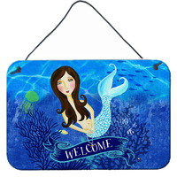 "Caroline's Treasures Welcome Mermaid Wall or Door Hanging Prints VHA3010DS812, 8"" x 12"", Multicolor"