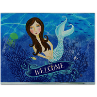 "Caroline's Treasures VHA3010PLMT Welcome Mermaid Fabric Placemat, Multicolor"